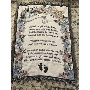 VTG Tapestry Weave Throw Collection Etc Baby Blanket Precious Gift Blessed Loved